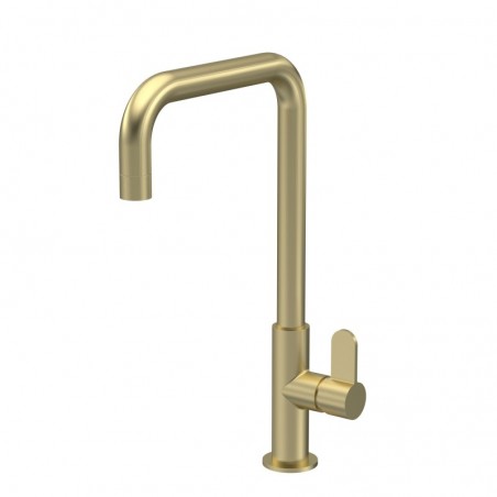 Kosi Mono Basin Single Lever Square Basin Tap & Rinser - Brushed Brass