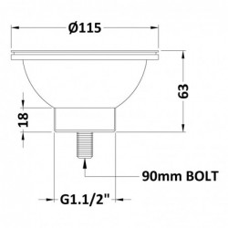 Fireclay Sinks Pull Out Basket Strainer Waste without Overflow 90mm - Brushed Nickel - Technical Drawing