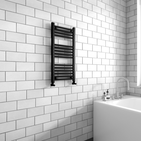 Straight Black Towel Rail - 400 x 800mm