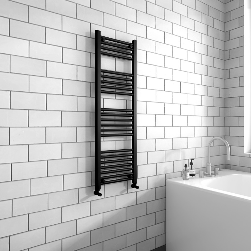Straight Black Towel Rail - 400 x 1200mm - Insitu