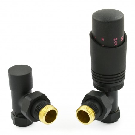 Delta Angled Thermostatic Radiator Valves - Textured Black