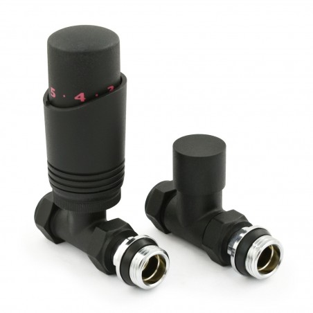 Delta Straight Thermostatic Radiator Valves - Textured Black