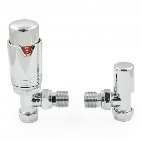 Echo Angled Thermostatic Radiator Valves - Chrome