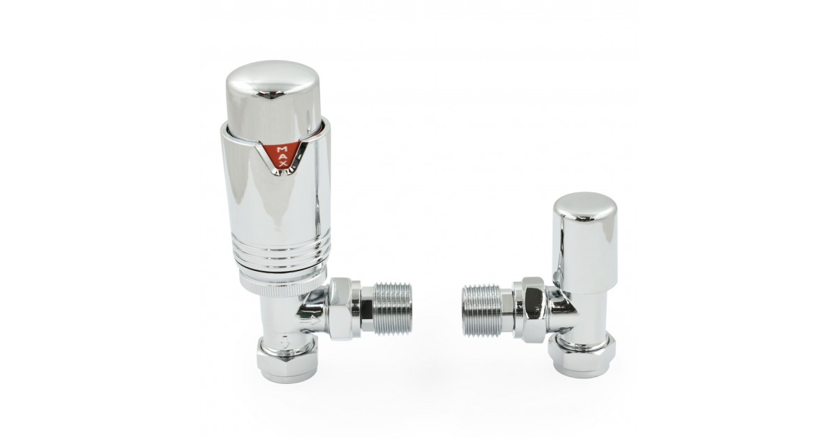 Foxy Radiator Valves Echo Angled Thermostatic Radiator Valves - Chrome