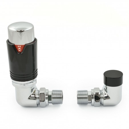 Echo Corner Thermostatic Radiator Valves - Chrome Black