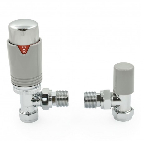 Echo Angled Thermostatic Radiator Valves - Chrome Silver