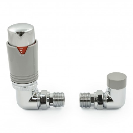 Echo Corner Thermostatic Radiator Valves - Chrome Silver