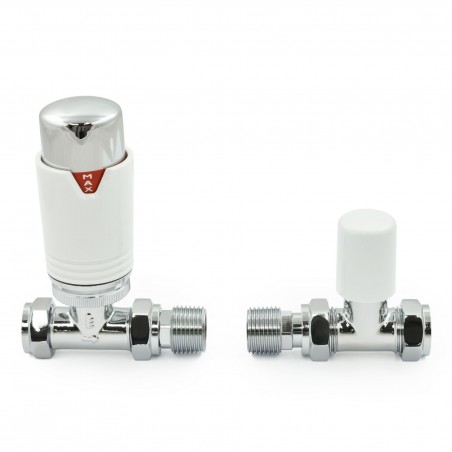 Echo Straight Thermostatic Radiator Valves - Chrome White