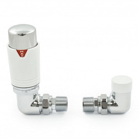 Echo Corner Thermostatic Radiator Valves - Chrome White