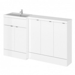 Fusion 1500mm Combination Vanity, Toilet and Storage Unit with Left Hand Basin - Gloss White