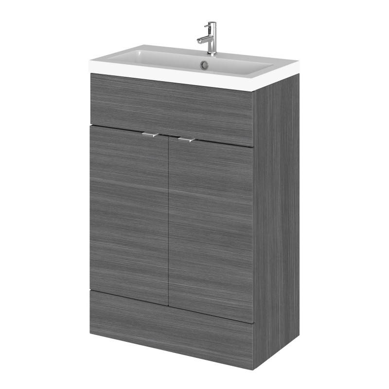 Fusion 600mm Vanity Unit with Basin - Anthracite Woodgrain