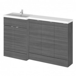 Fusion 1500mm Combination Vanity, Toilet and Storage Unit with Left Hand Basin - Anthracite Woodgrain