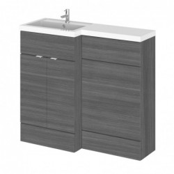 Fusion 1000mm Combination Vanity & Toilet Unit with Left Hand Basin - Anthracite Woodgrain