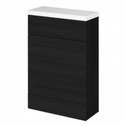 Fusion 600mm Slimline Toilet Unit with Polymarble Top - Charcoal Black Woodgrain