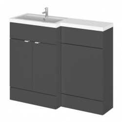 Fusion 1100mm Combination Vanity & Toilet Unit with Left Hand Basin - Gloss Grey