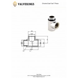 Chrome Dual Fuel T Piece Technical Drawing