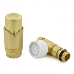Realm Straight Thermostatic Radiator Valves - Brushed Brass