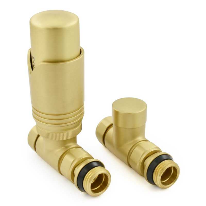Realm Straight Thermostatic Radiator Valves - Brushed Brass