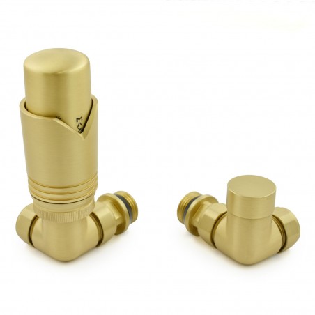 Realm Corner Thermostatic Radiator Valves - Brushed Brass