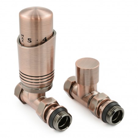 Delta Straight Thermostatic Radiator Valves - Antique Copper