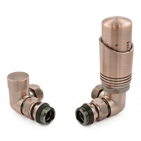 Delta Corner Thermostatic Radiator Valves - Antique Copper