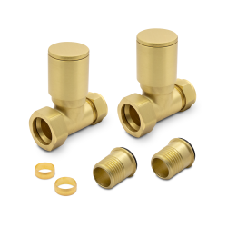 Straight Brushed Brass Radiator Valves - Components