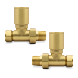 Straight Brushed Brass Radiator Valves