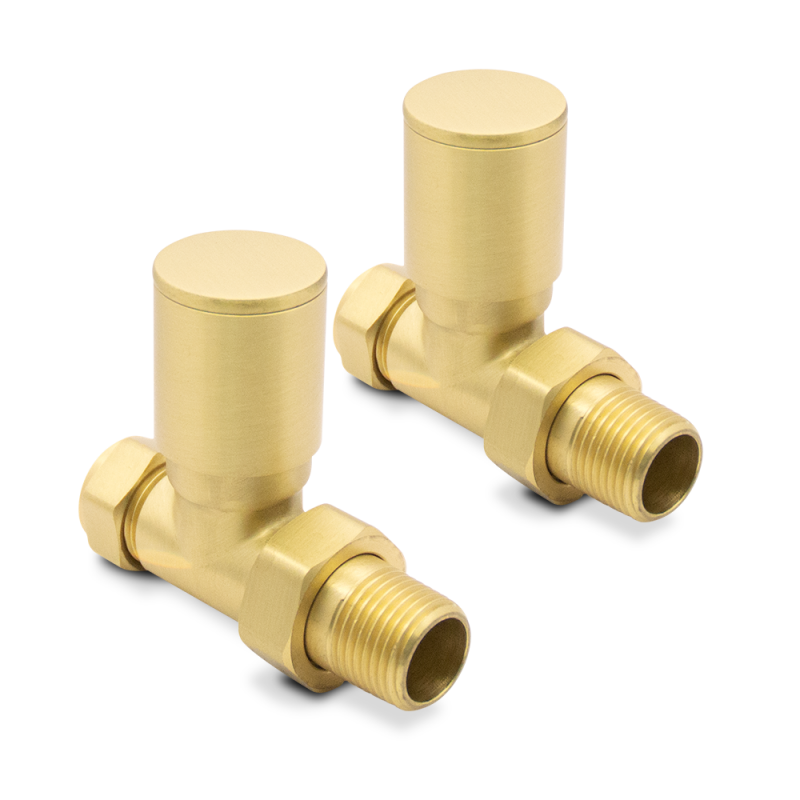 Straight Brushed Brass Radiator Valves Straight Brushed Brass Radiator Valves