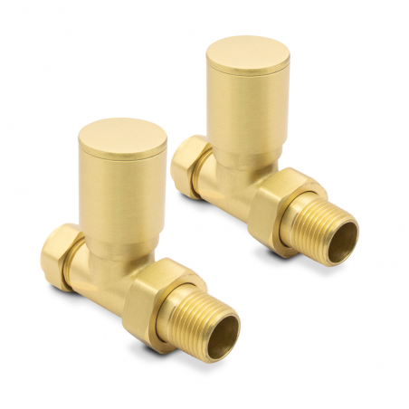 Straight Brushed Brass Radiator Valves