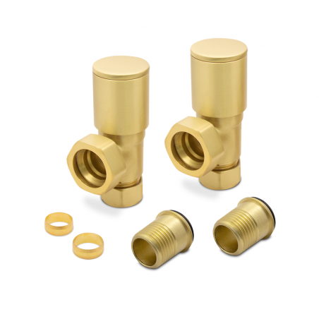 Brushed Brass Radiator Valves Angled