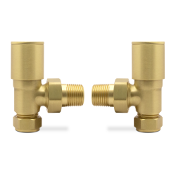 Angled Brushed Brass Radiator Valves