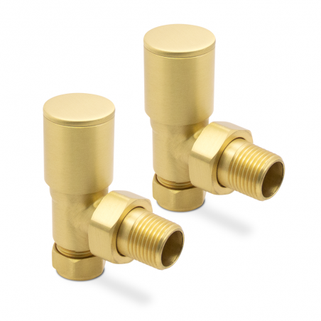 Angled Brushed Brass Radiator Valves