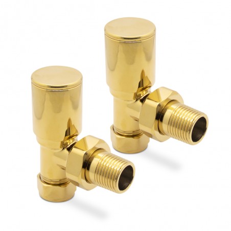 Bright Gold Radiator Valves Angled