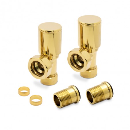 Bright Gold Radiator Valves Angled