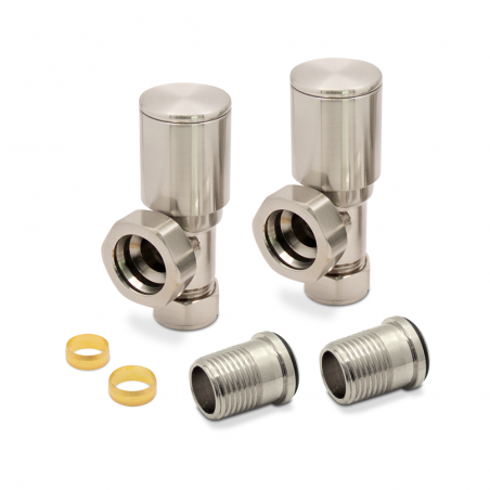 Brushed Nickel Radiator Valves Angled