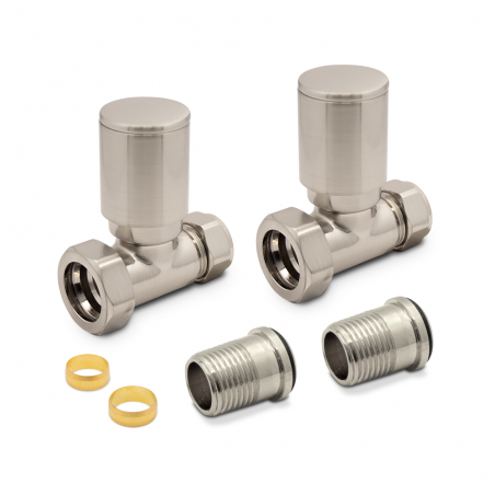 Brushed Nickel Radiator Valves Straight