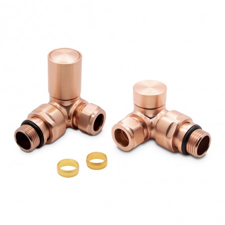 Corner Brushed Copper Radiator Valves