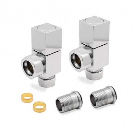 Chrome Square Radiator Valves Angled