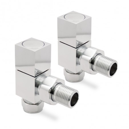 Chrome Square Radiator Valves Angled