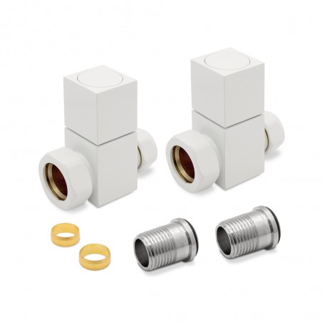 White Square Radiator Valves Straight