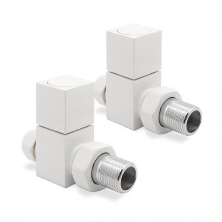 White Square Radiator Valves Straight