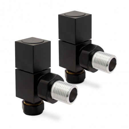 Black Square Radiator Valves Angled