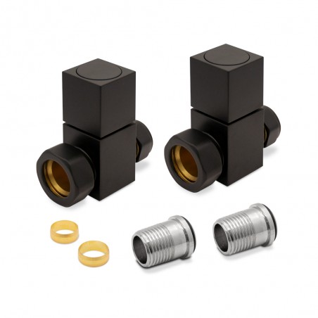 Black Square Radiator Valves Straight