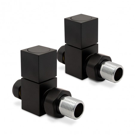 Black Square Radiator Valves Straight