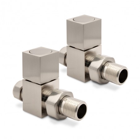 Brushed Nickel Square Radiator Valves Straight