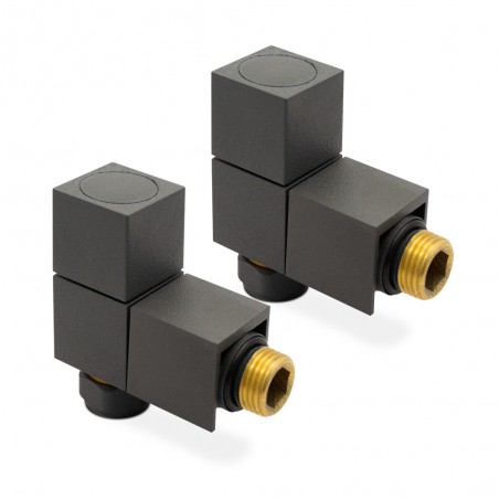 Anthracite Square Radiator Valves Angled