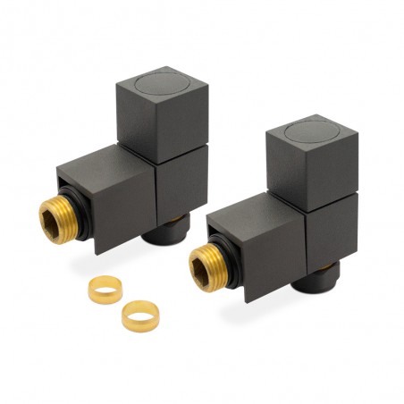 Anthracite Square Radiator Valves Angled