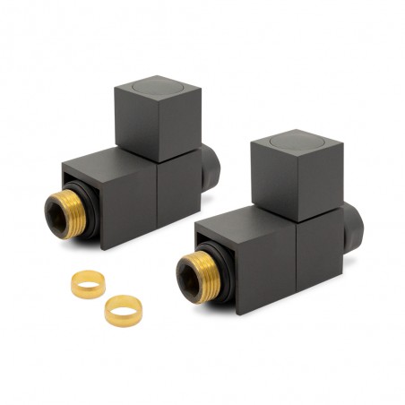 Anthracite Square Radiator Valves Straight