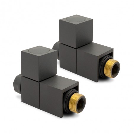 Anthracite Square Radiator Valves Straight