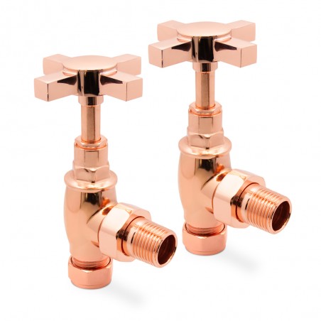 Angled Copper Cross Head Traditional Radiator Valves